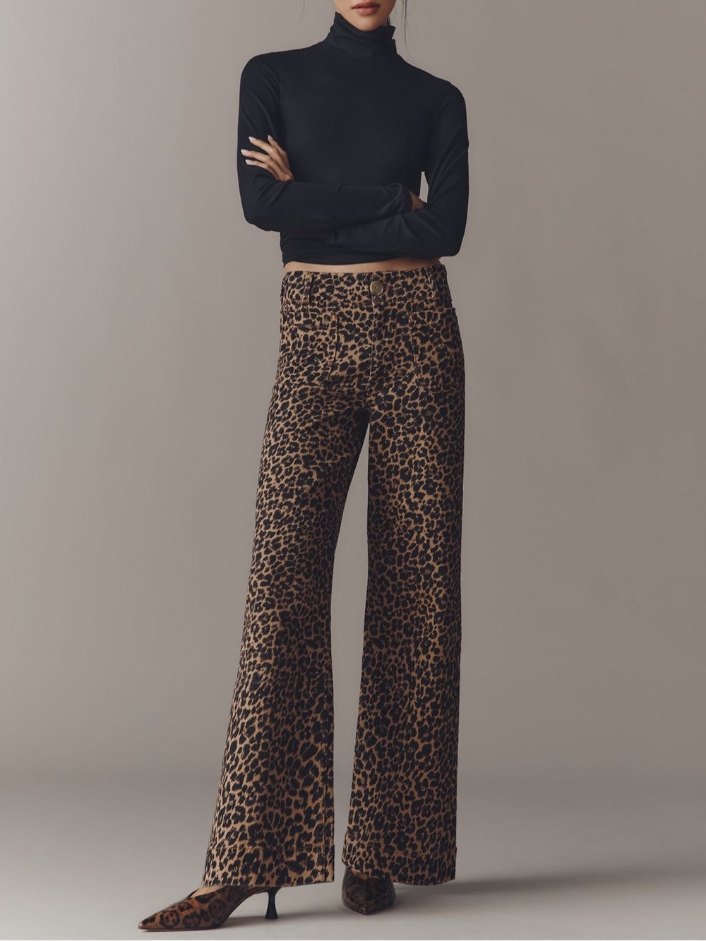 NWT Anthropologie Maeve Leopard Print Colette Wide Leg Jeans